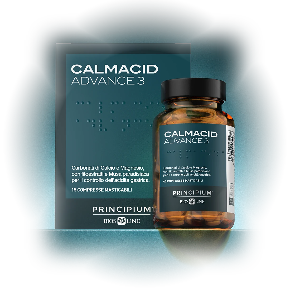 Calmacid Advance 3 Principium, astuccio e flacone